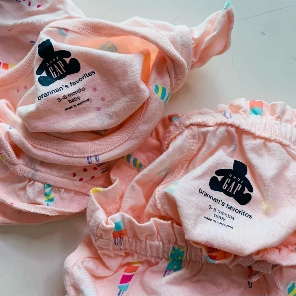 Baby Gap Summer pink popsicle onesie shorts 3-6 m